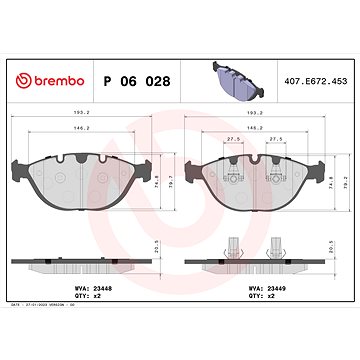 

BREMBO Sada brzdových destiček P 06 028