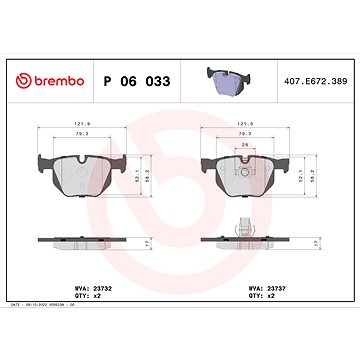 

BREMBO Sada brzdových destiček P 06 033
