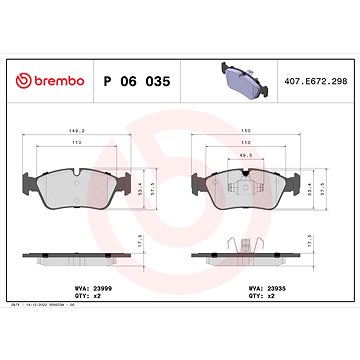 

BREMBO Sada brzdových destiček P 06 035