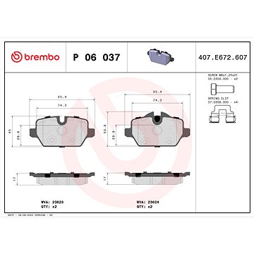 

BREMBO Sada brzdových destiček P 06 037