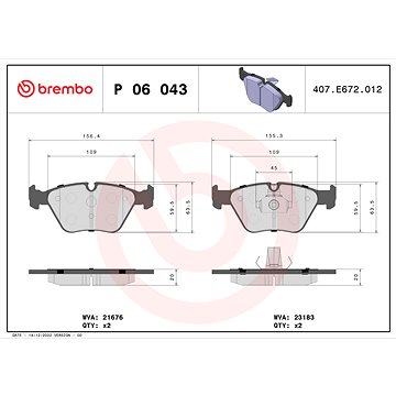 

BREMBO Sada brzdových destiček P 06 043X