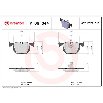 

BREMBO Sada brzdových destiček P 06 044