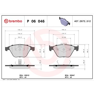 

BREMBO Sada brzdových destiček P 06 046