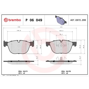 

BREMBO Sada brzdových destiček P 06 049