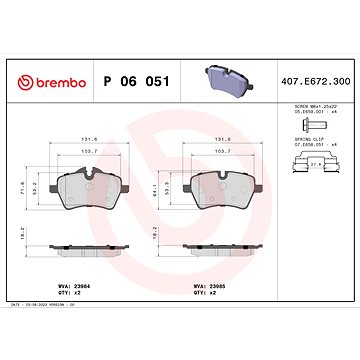 

BREMBO Sada brzdových destiček P 06 051X