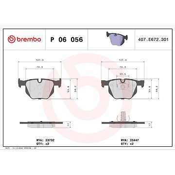 

BREMBO Sada brzdových destiček P 06 056X