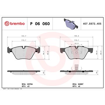 

BREMBO Sada brzdových destiček P 06 060