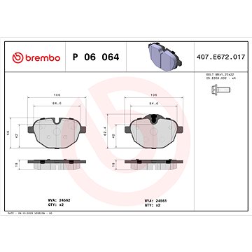 

BREMBO Brzdové destičky P 06 064X