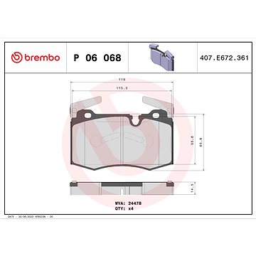 

BREMBO Sada brzdových destiček P 06 068