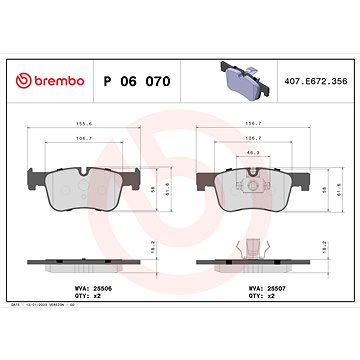 

BREMBO Sada brzdových destiček P 06 070X