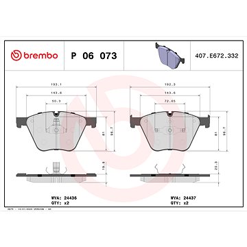 

BREMBO Sada brzdových destiček P 06 073