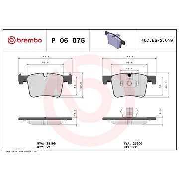 

BREMBO Sada brzdových destiček P 06 075