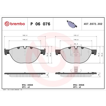 

BREMBO Sada brzdových destiček P 06 076