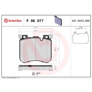 

BREMBO Sada brzdových destiček P 06 077