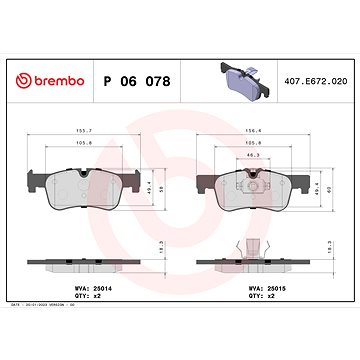 

BREMBO Sada brzdových destiček P 06 078X