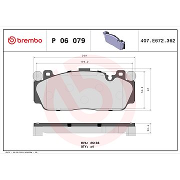 

BREMBO Sada brzdových destiček P 06 079