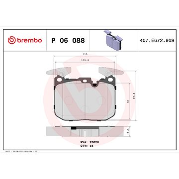 

BREMBO Sada brzdových destiček P 06 088X