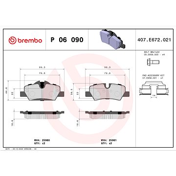 

BREMBO Sada brzdových destiček P 06 090