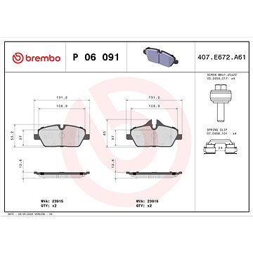 

BREMBO Sada brzdových destiček P 06 091