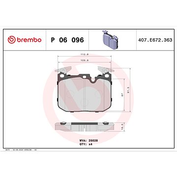 

BREMBO Sada brzdových destiček P 06 096X