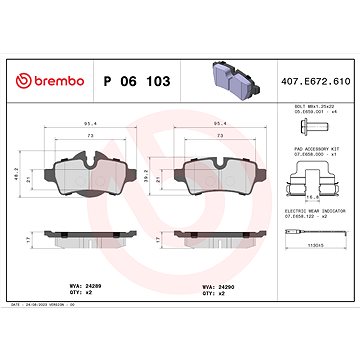 

BREMBO Sada brzdových destiček P 06 103