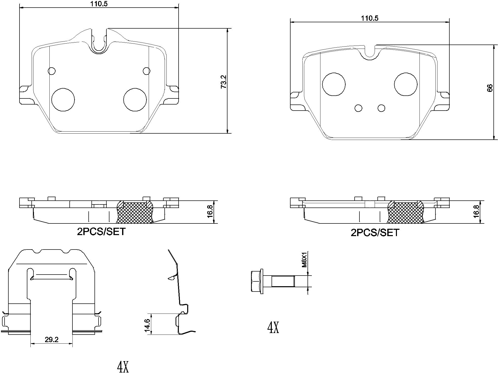 

BREMBO Sada brzdových destiček P 06 116