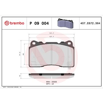 

BREMBO Sada brzdových destiček P 09 004