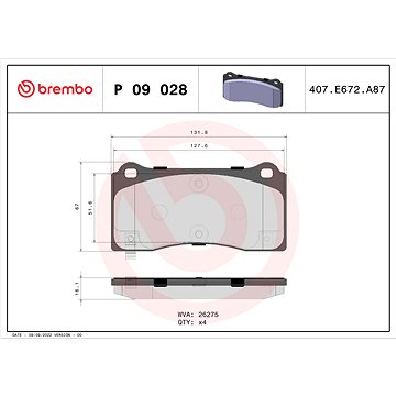 

BREMBO Sada brzdových destiček P 09 028
