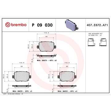 

BREMBO Sada brzdových destiček P 09 030