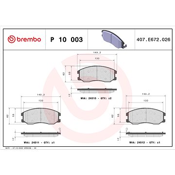

BREMBO Sada brzdových destiček P 10 003