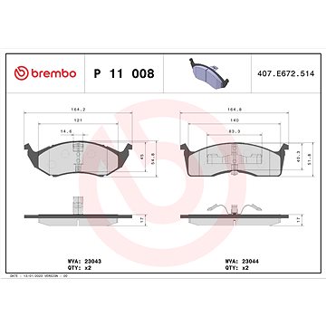 

BREMBO Sada brzdových destiček P 11 008
