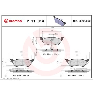 

BREMBO Sada brzdových destiček P 11 014