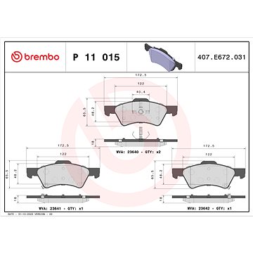 

BREMBO Sada brzdových destiček P 11 015