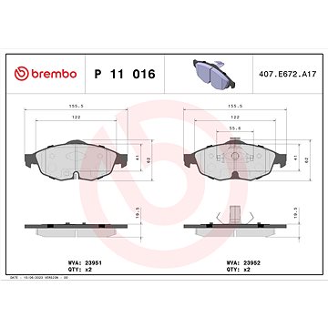 

BREMBO Sada brzdových destiček P 11 016