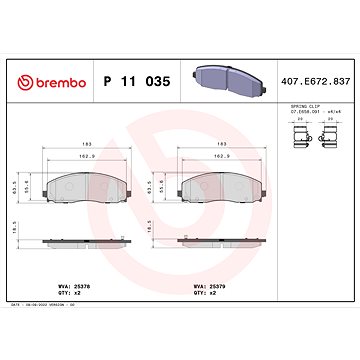 

BREMBO Sada brzdových destiček P 11 035