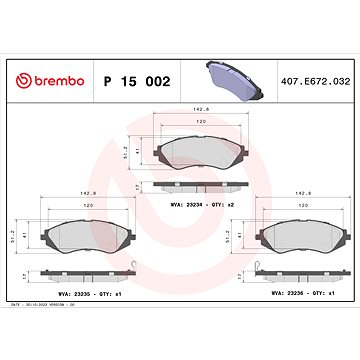 

BREMBO Sada brzdových destiček P 15 002