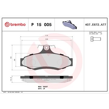 

BREMBO Sada brzdových destiček P 15 005
