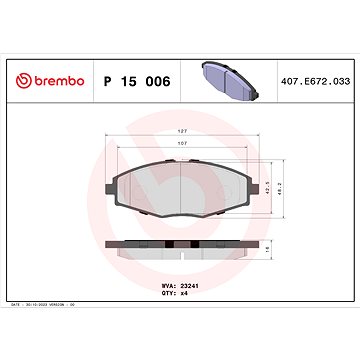 

BREMBO Sada brzdových destiček P 15 006