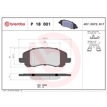 

BREMBO Sada brzdových destiček P 18 001