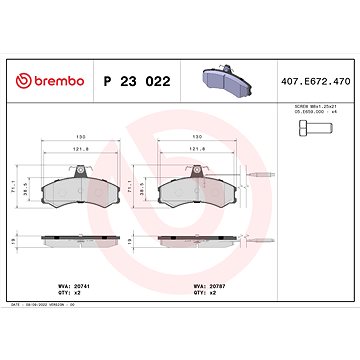 

BREMBO Sada brzdových destiček P 23 022