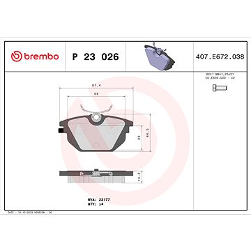 

BREMBO Sada brzdových destiček P 23 026