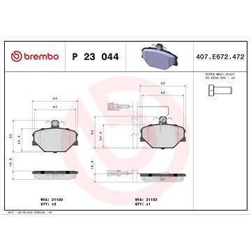 

BREMBO Sada brzdových destiček P 23 044