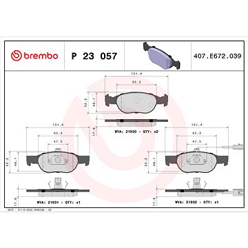 

BREMBO Sada brzdových destiček P 23 057