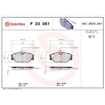 

BREMBO Sada brzdových destiček P 23 061