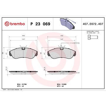 

BREMBO Sada brzdových destiček P 23 069