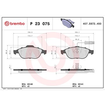 

BREMBO Sada brzdových destiček P 23 075