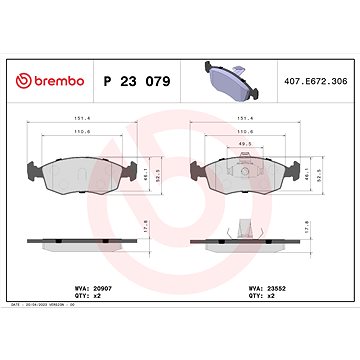 

BREMBO Sada brzdových destiček P 23 079