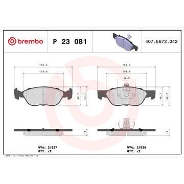 

BREMBO Sada brzdových destiček P 23 081