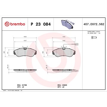 

BREMBO Sada brzdových destiček P 23 084