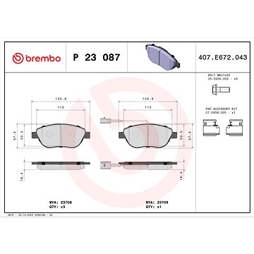 

BREMBO Sada brzdových destiček P 23 087